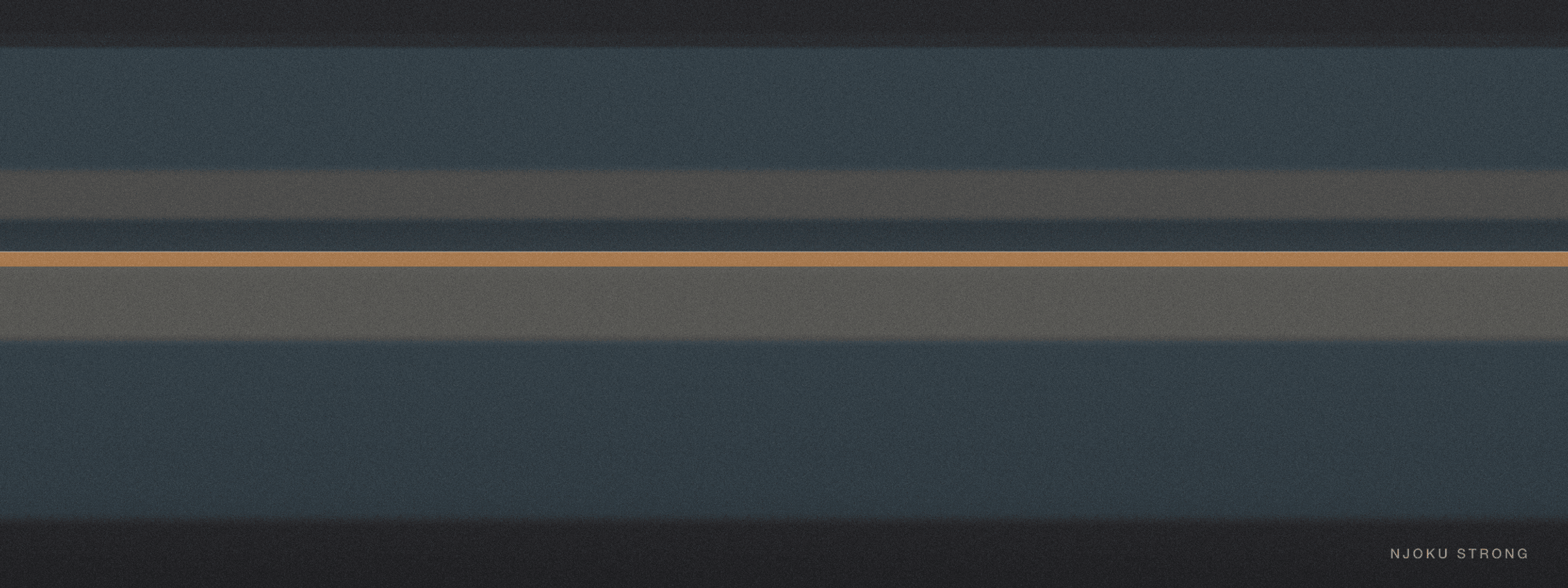 A dark horizon composition in the Njoku Strong palette: quiet strata of dark blue and grey, one bright gold band reading as a horizon at dusk. Abstract, with no figures or charts.